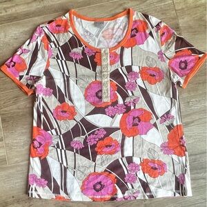 Schiesser ladies vintage 1970’s inspired cotton tee in groovy floral large